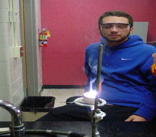 Austin S. does not look at the burning magnesium (bad for eyes)